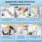 Spazzola per la pulizia elettrica multifunzionale Spazzola per lavare i piatti da cucina portatile con 5 testine di ricambio, 5 In 1 Brush Head +Machine