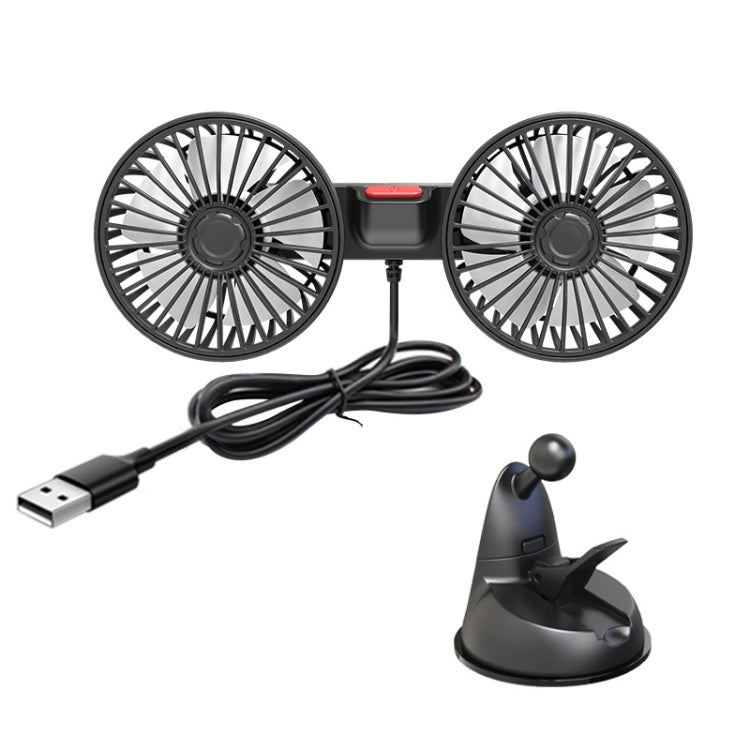 F4206 Ventilatore USB per auto a doppia testa con ventosa, F4206