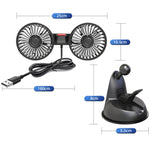 F4206 Ventilatore USB per auto a doppia testa con ventosa, F4206