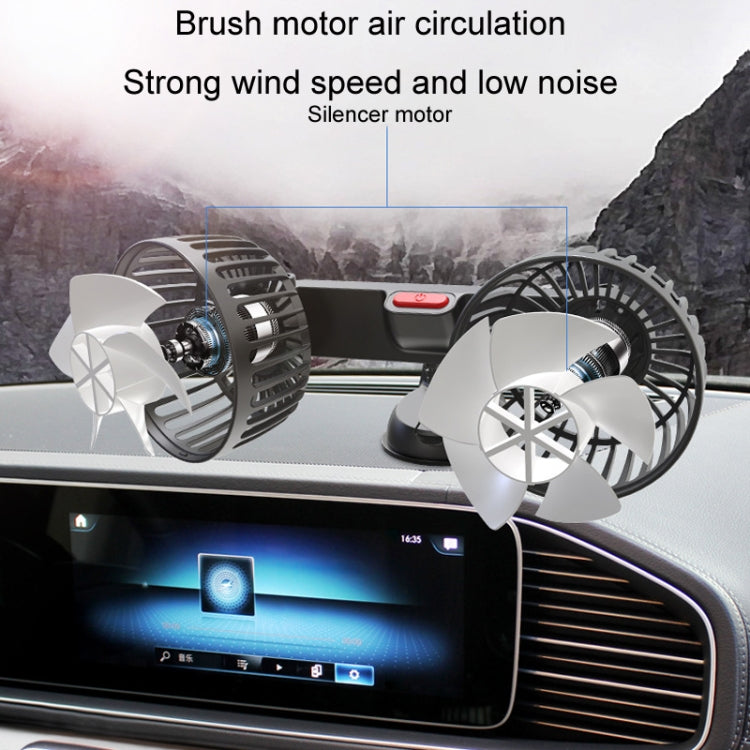 F4206 Ventilatore USB per auto a doppia testa con ventosa, F4206