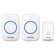 CACAZI A06-DC Campanello impermeabile wireless Smart Home da 1 a 2 batterie, 1 to 2 (White), 1 to 2 (Black)