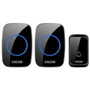 CACAZI A06-DC Campanello impermeabile wireless Smart Home da 1 a 2 batterie, 1 to 2 (White), 1 to 2 (Black)