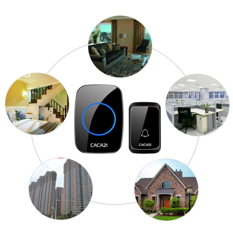 CACAZI A06-DC Campanello impermeabile wireless Smart Home da 1 a 2 batterie, 1 to 2 (White), 1 to 2 (Black)