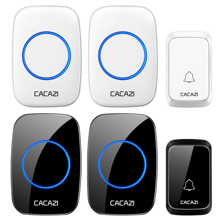 CACAZI A06-DC Campanello impermeabile wireless Smart Home da 1 a 2 batterie, 1 to 2 (White), 1 to 2 (Black)