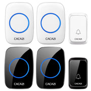 CACAZI A06-DC Campanello impermeabile wireless Smart Home da 1 a 2 batterie, 1 to 2 (White), 1 to 2 (Black)