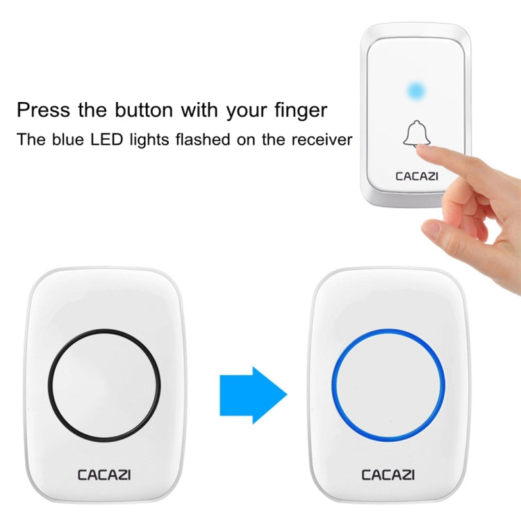 CACAZI A06-DC Campanello impermeabile wireless Smart Home da 1 a 2 batterie, 1 to 2 (White), 1 to 2 (Black)