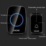 CACAZI A06-DC Campanello impermeabile wireless Smart Home da 1 a 2 batterie, 1 to 2 (White), 1 to 2 (Black)