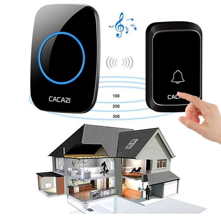 CACAZI A06-DC Campanello impermeabile wireless Smart Home da 1 a 2 batterie, 1 to 2 (White), 1 to 2 (Black)