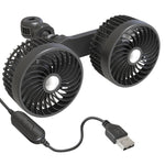 F6207 Ventilatore a doppia testa con chiusura lampo per sedile posteriore dell'auto, USB, Cigarette Lighter with USB