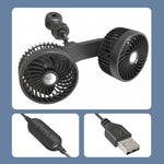 F6207 Ventilatore a doppia testa con chiusura lampo per sedile posteriore dell'auto, USB, Cigarette Lighter with USB
