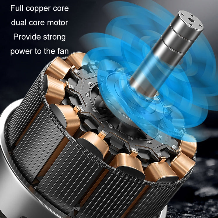 F6207 Ventilatore a doppia testa con chiusura lampo per sedile posteriore dell'auto, USB, Cigarette Lighter with USB
