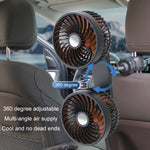 F6207 Ventilatore a doppia testa con chiusura lampo per sedile posteriore dell'auto, USB, Cigarette Lighter with USB