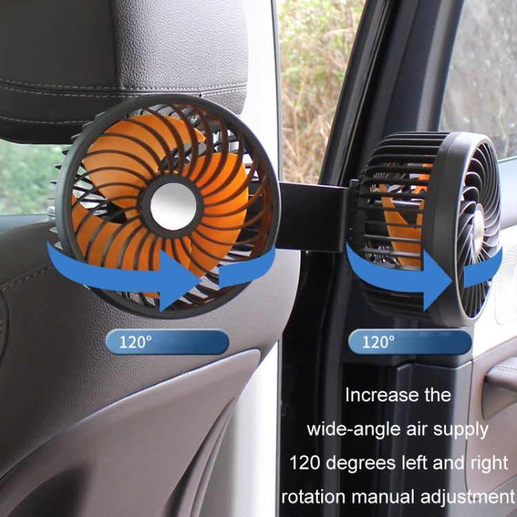 F6207 Ventilatore a doppia testa con chiusura lampo per sedile posteriore dell'auto, USB, Cigarette Lighter with USB