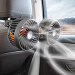 F6207 Ventilatore a doppia testa con chiusura lampo per sedile posteriore dell'auto, USB, Cigarette Lighter with USB
