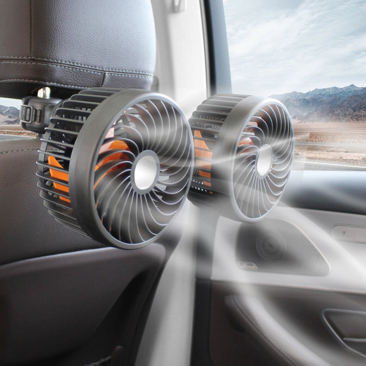 F6207 Ventilatore a doppia testa con chiusura lampo per sedile posteriore dell'auto, USB, Cigarette Lighter with USB