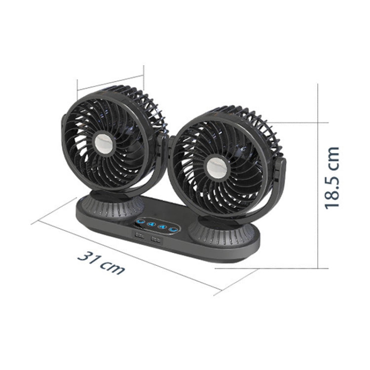 Ventilatore a doppia testa girevole a testa oscillante elettrica per veicoli 12V/24V, F623U, F623