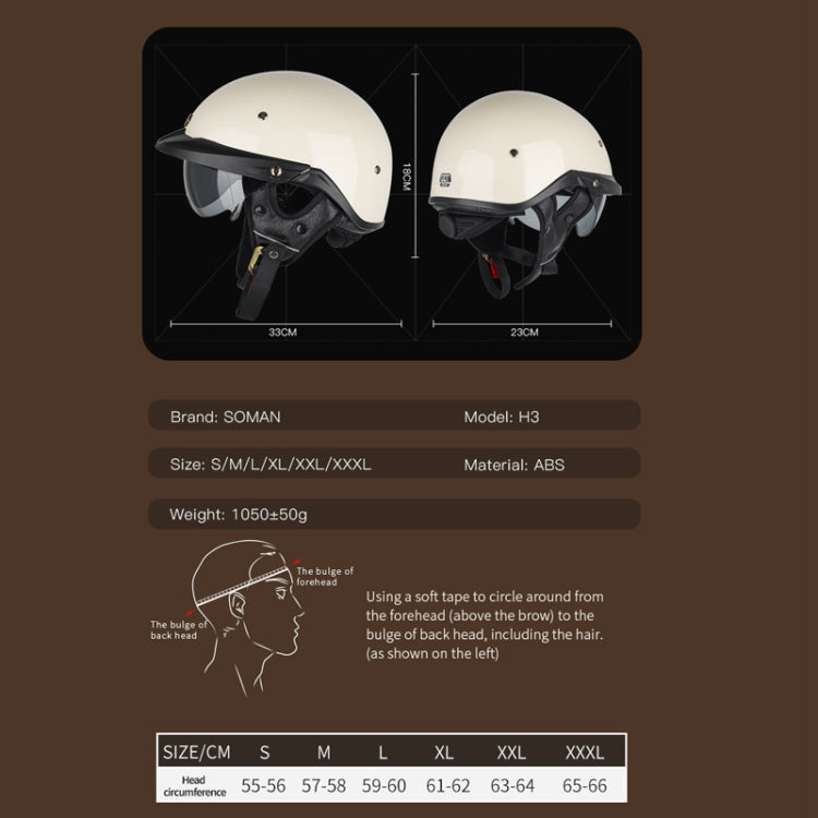Casco mezzo casco regolabile SOMAN con specchio interno