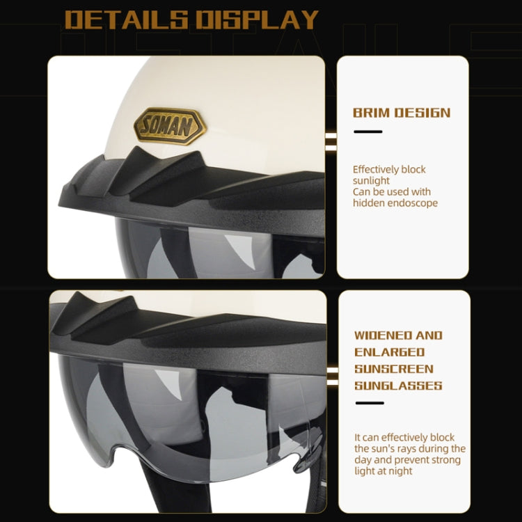 Casco mezzo casco regolabile SOMAN con specchio interno