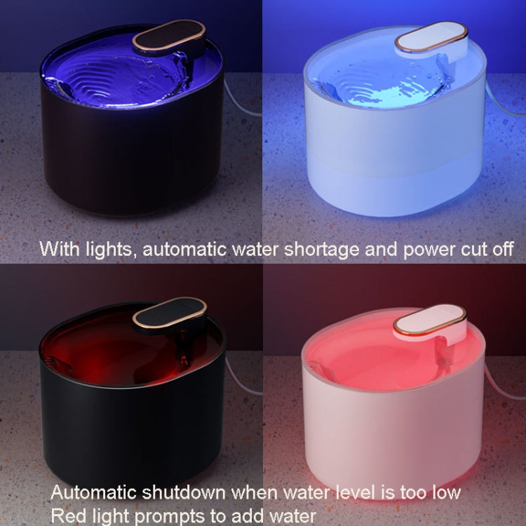 Fontana d'acqua automatica per gatti con erogatore elettrico per animali domestici da 3 litri con luce, With Light Blue, With Light White