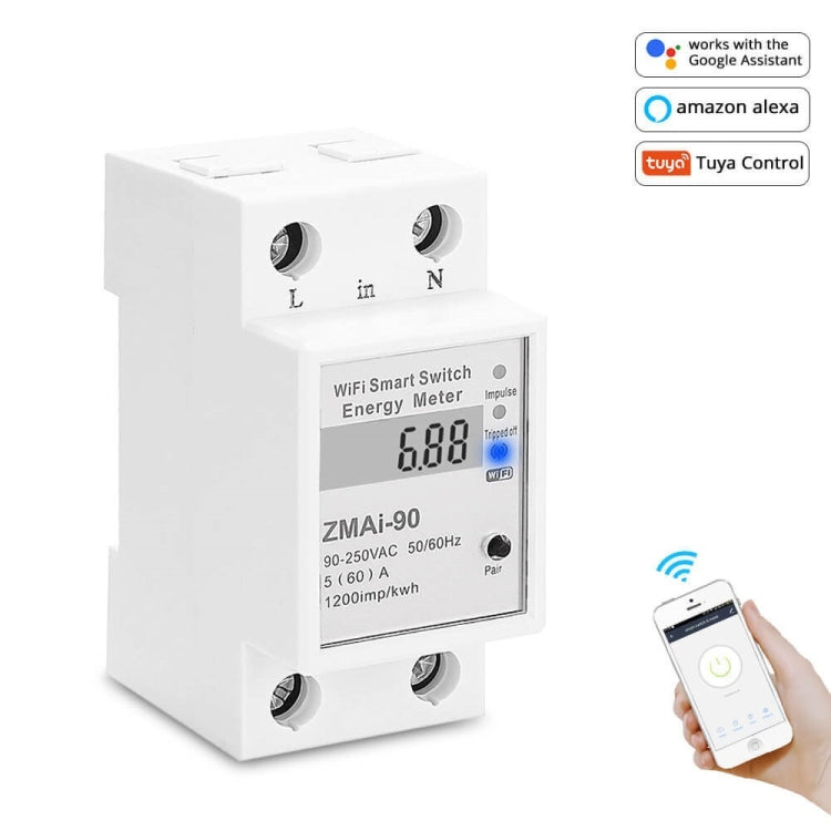 ZMAi-90 Wifi Smart Switch Energy Meter Support Tuya Smart Life APP Lavora con Alexa Google, ZMAi-90