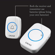 CACAZI A10DC Campanello senza fili elettronico impermeabile da 1 a 2 batterie tipo Home Smart, Built-in battery