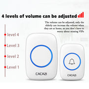 CACAZI A10DC Campanello senza fili elettronico impermeabile da 1 a 2 batterie tipo Home Smart, Built-in battery