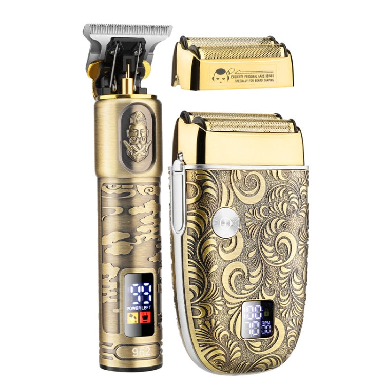 Set impermeabile per tagliacapelli elettrico 2 in 1 per taglio di capelli calvo da uomo, 962 Gold, 962 Gray