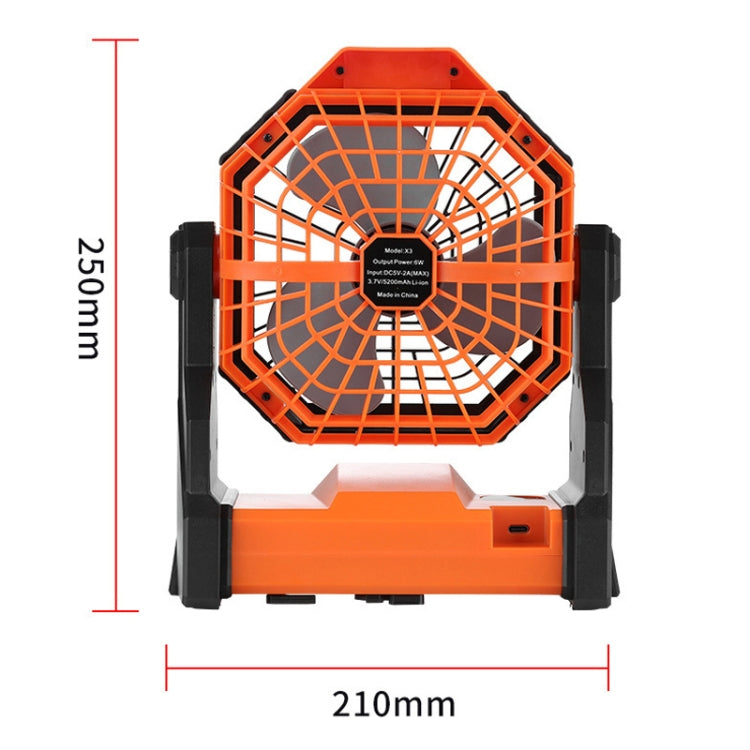 Ventilatore portatile da campeggio con luce LED e batteria 7800mA