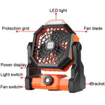 Ventilatore portatile da campeggio con luce LED e batteria 7800mA