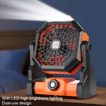 Ventilatore portatile da campeggio con luce LED e batteria 7800mA