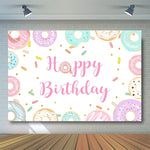 Panno della priorità bassa di compleanno dei bambini del fumetto della ciambella, 150x100cm, 180x180cm, 210x150cm, 210x180cm
