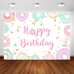 Panno della priorità bassa di compleanno dei bambini del fumetto della ciambella, 150x100cm, 180x180cm, 210x150cm, 210x180cm
