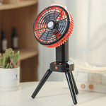 Ventilatore da campeggio USB con luce LED e testa oscillante
