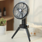 Ventilatore da campeggio USB con luce LED e testa oscillante