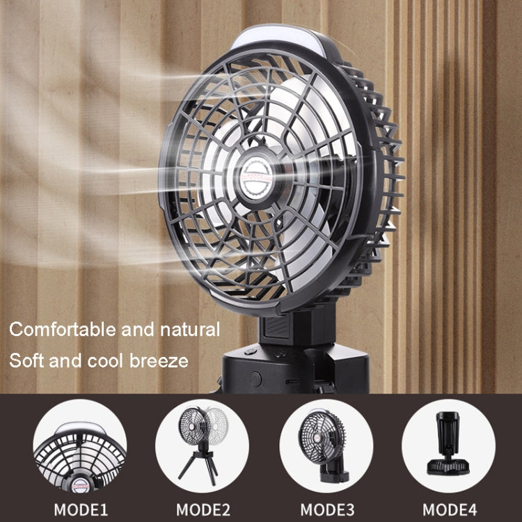 Ventilatore da campeggio USB con luce LED e testa oscillante