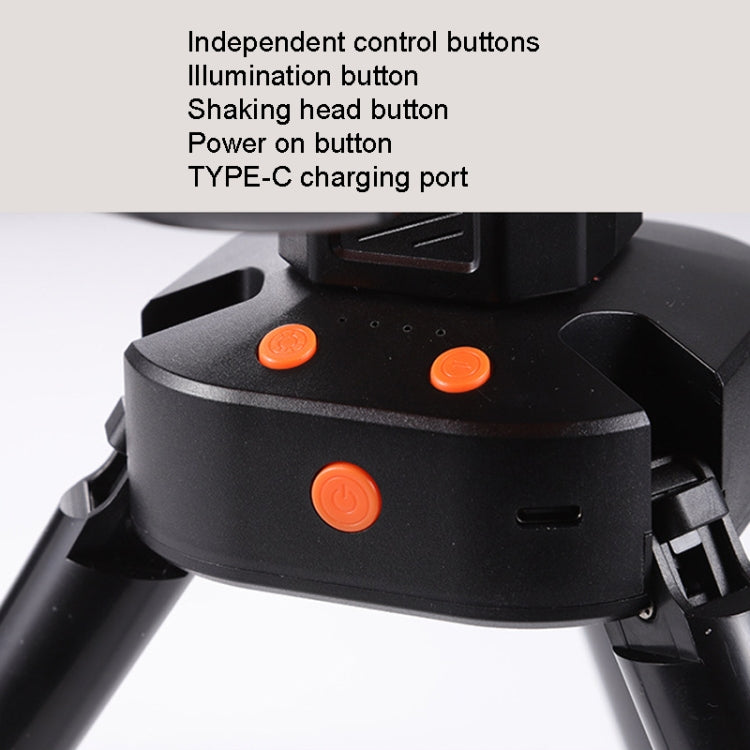 Ventilatore da campeggio USB con luce LED e testa oscillante