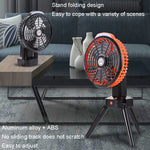 Ventilatore da campeggio USB con luce LED e testa oscillante