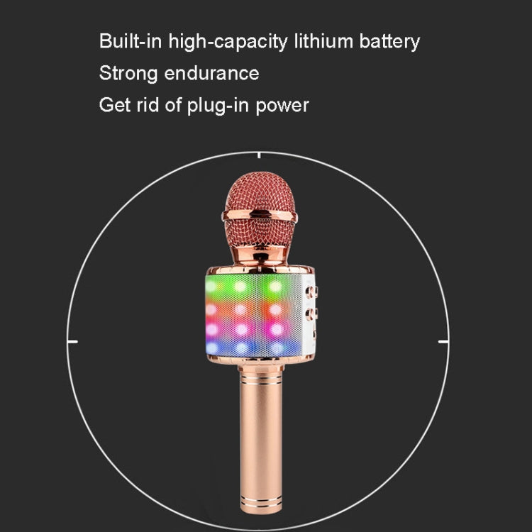 WS-858L Il microfono a capacità wireless lampeggiante a LED è dotato di microfono Bluetoon Live per telefono cellulare audio, WS-858L (Pink), WS-858L (Gold), WS-858L (Blue), WS-858L (Black), WS-858L (Rose Gold)