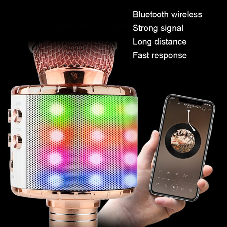 WS-858L Il microfono a capacità wireless lampeggiante a LED è dotato di microfono Bluetoon Live per telefono cellulare audio, WS-858L (Pink), WS-858L (Gold), WS-858L (Blue), WS-858L (Black), WS-858L (Rose Gold)