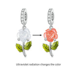 Accessorio per perline che cambiano colore UV con zirconi rosa in argento sterling