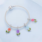 Accessorio per perline che cambiano colore UV con zirconi rosa in argento sterling