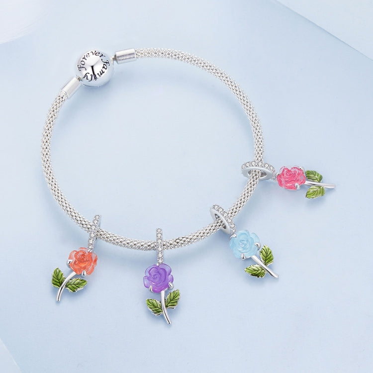 Accessorio per perline che cambiano colore UV con zirconi rosa in argento sterling