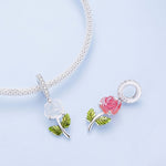 Accessorio per perline che cambiano colore UV con zirconi rosa in argento sterling