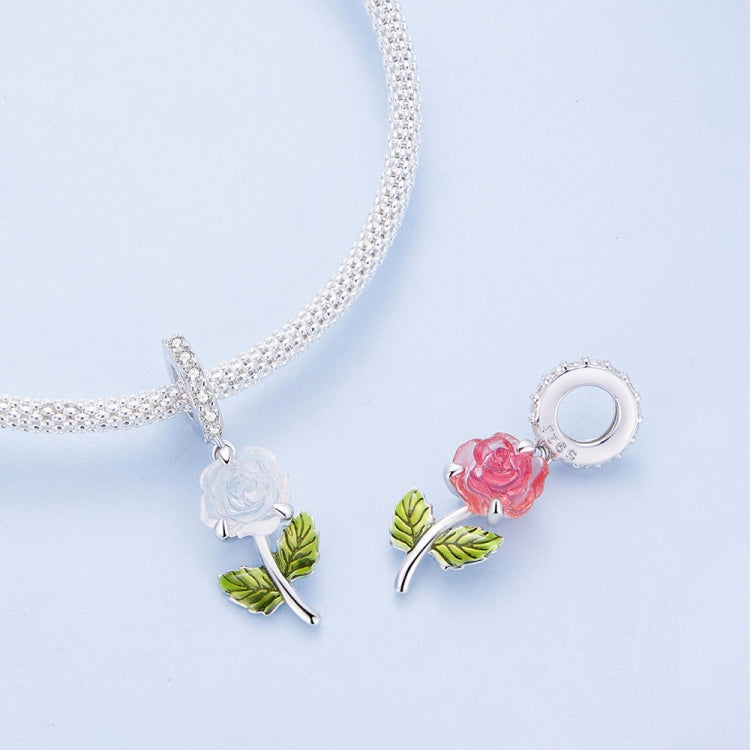 Accessorio per perline che cambiano colore UV con zirconi rosa in argento sterling