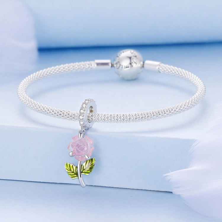 Accessorio per perline che cambiano colore UV con zirconi rosa in argento sterling