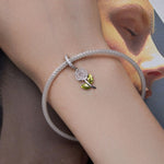 Accessorio per perline che cambiano colore UV con zirconi rosa in argento sterling