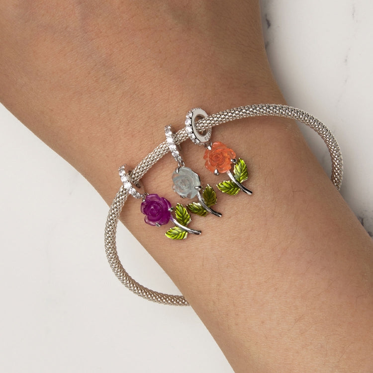 Accessorio per perline che cambiano colore UV con zirconi rosa in argento sterling