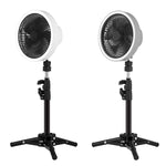 Ventilatore portatile da campeggio 7" con luce LED e batteria