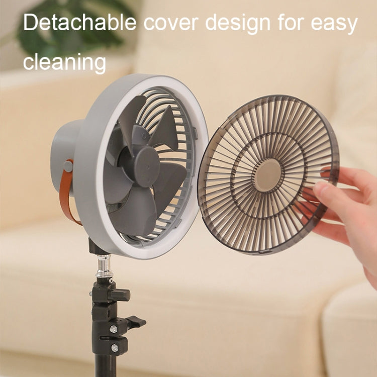 Ventilatore portatile da campeggio 7" con luce LED e batteria
