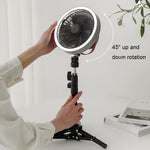 Ventilatore portatile da campeggio 7" con luce LED e batteria